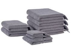 Beliani Sada 9 bavlnených froté uterákov sivá ATIU