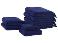 Beliani Sada 9 bavlnených froté uterákov modrá ATIU