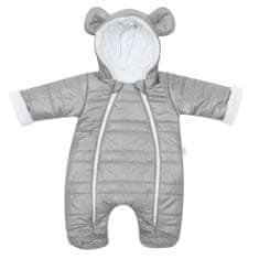 NEW BABY Zimná dojčenská kombinéza s kapucňou s uškami New Baby Pumi grey 56 (0-3m)