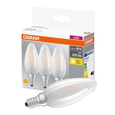 Osram 3x LED žiarovka LED E14 B35 4,5W = 40W 470lm 2700K Teplá biela 300°