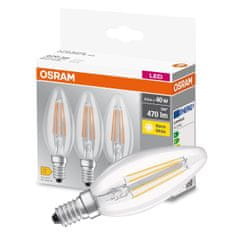 Osram 3x LED žiarovka E14 B35 4W = 40W 470lm 2700K Teplá biela 300°