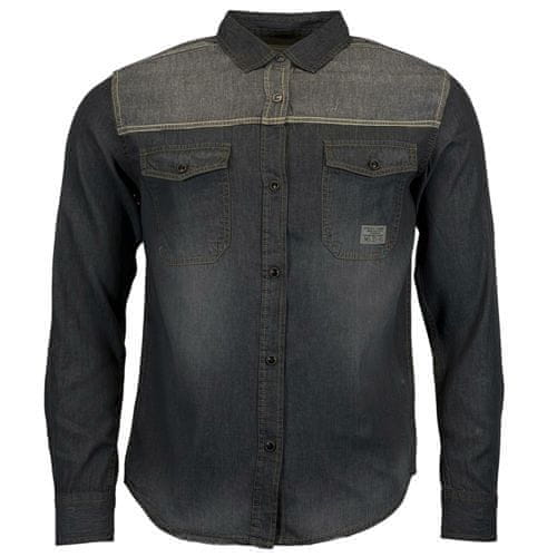 Oem Pánska džínsová košeľa s dlhým rukávom Feiler čierno-šedá