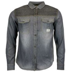 Oem Pánska džínsová košeľa s dlhým rukávom Feiler šedo-čierna L