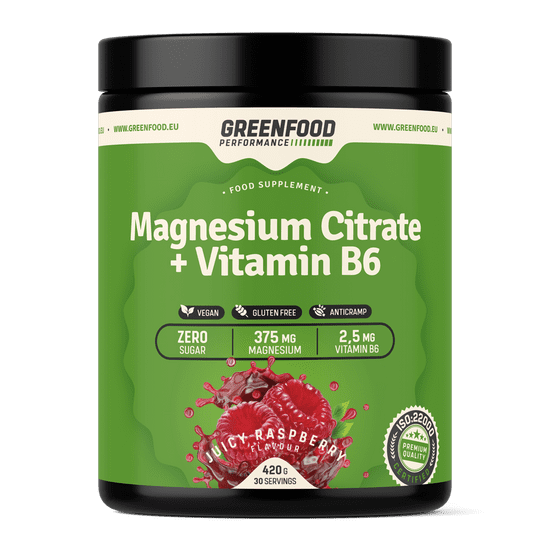 GreenFood Nutrition Performance Magnesium Citrate + Vitamín B6 420g - Malina