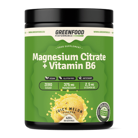 GreenFood Nutrition Performance Magnesium Citrate + Vitamín B6 420g - Melón