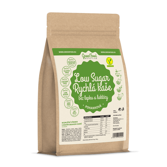 GreenFood Nutrition Low Sugar POHANKOVÁ Rýchla kaša 500g - Natural