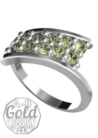 A-B A-B Galaxy prsteň s prírodnými vltavínmi z bieleho zlata 585/14K jw-AUV3004W