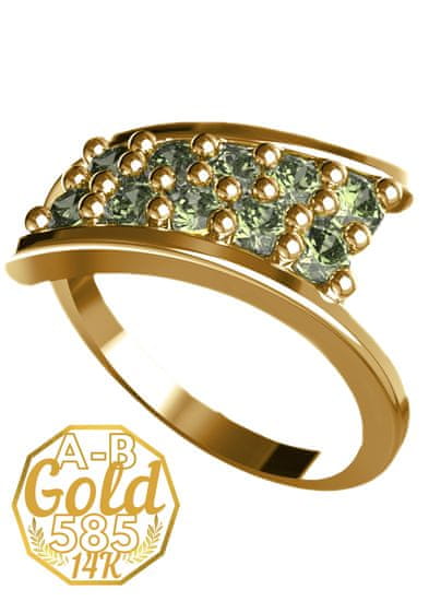 A-B A-B Galaxy prsteň s prírodnými vltavínmi zo žltého zlata 585/14K jw-AUV3004Y