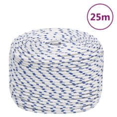 Vidaxl Lodné lano biele 8 mm 25 m polypropylén