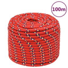 Vidaxl Lodné lano červené 14 mm 100 m polypropylén