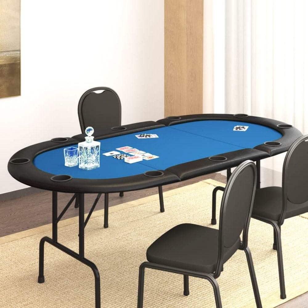 Petromila vidaXL Skladací pokrový stôl pre 10 hráčov modrý 206x106x75 cm