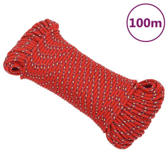 Vidaxl Lodné lano červené 4 mm 100 m polypropylén