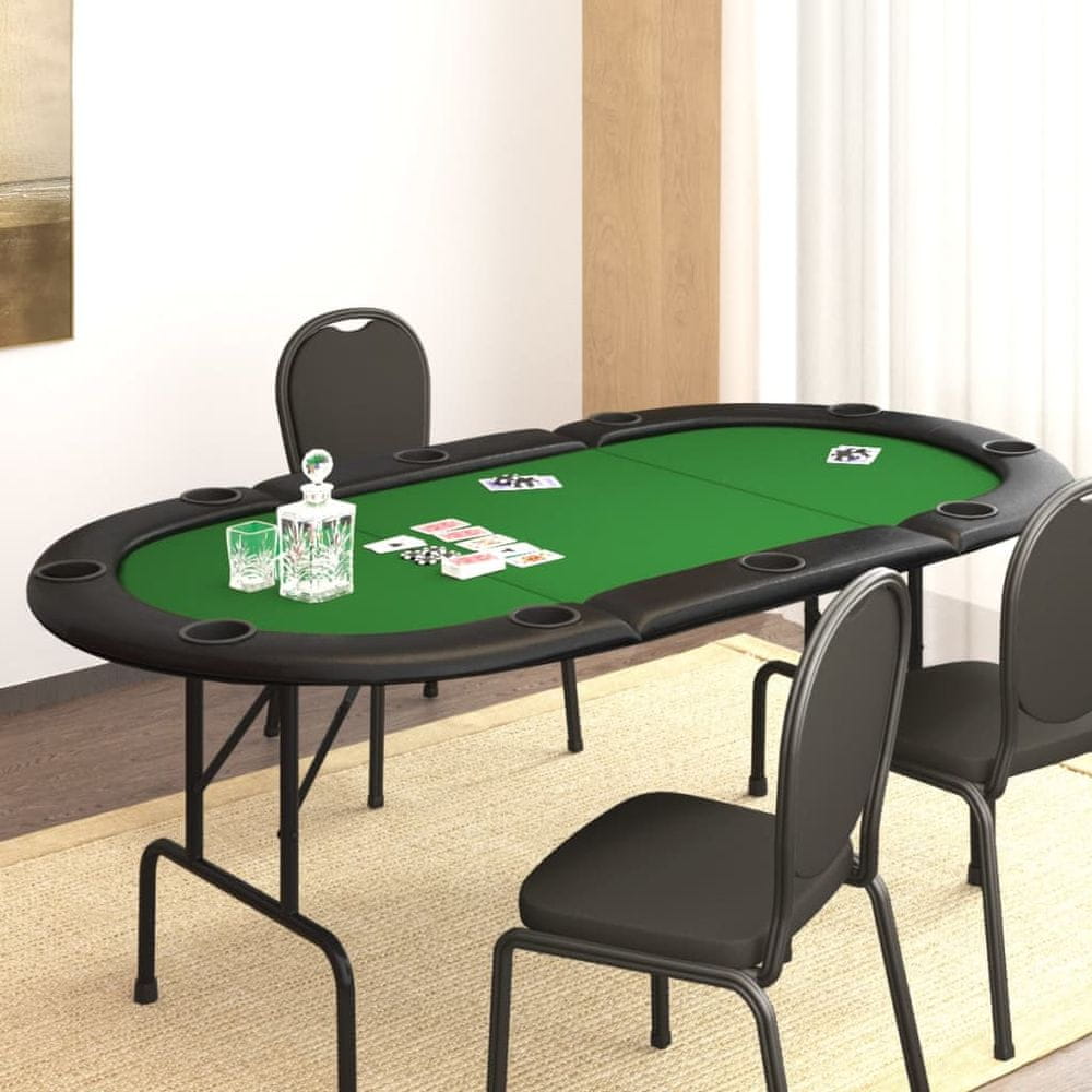 Petromila vidaXL Skladací pokrový stôl pre 10 hráčov zelený 206x106x75 cm