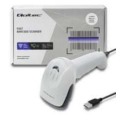 Qoltec Čítačka čiarových kódov 1D | CCD | USB | Biela