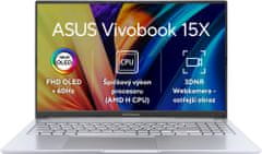 ASUS Vivobook 15X OLED (M1503, AMD Ryzen 5000 saries) (M1503QA-L1148W), strieborná