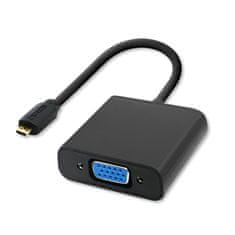 Qoltec Micro HDMI D samec | VGA samica | +3,5 mm audio | 0,2 m adaptér