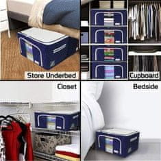 Textilný úložný box organizér na oblečenie a posteľnú bielizeň s objemom 66 litrov – modrá (1 ks) | STACKBOX