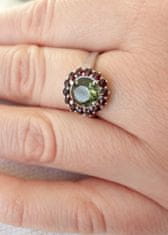A-B A-B Sada strieborných šperkov zelený lúč s prírodnými granátmi a vltavínom 925/1000 Sterling silver 20000059
