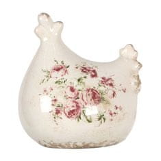 Clayre & Eef Keramická dekoratívna sliepka Rose Chicken 12x11x13 cm