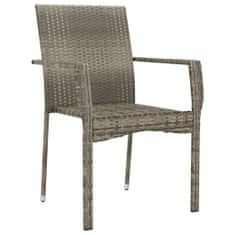Vidaxl Záhradné stoličky so sedákmi 2 ks polyratanové sivé