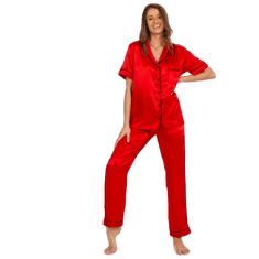 FANCY Dámske pyžamo s košeľou a nohavicami AMADA červené FA-PI-8322.59_394300 L-XL