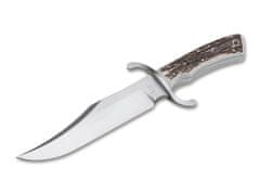 Böker 121547HH BOWIE N690 Stag lovecký nôž 19,8 cm, jelení paroh, kožené puzdro