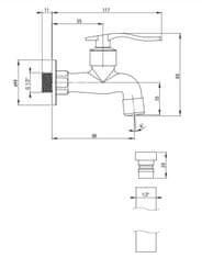 Deante Nástenný ventil, s pákou, pre studenú alebo zmiešanú vodu (BEZ_122L)