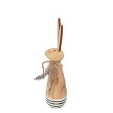 Homla JINGA drevená dekorácia zajaca s pierkom 4 cm