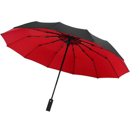 Northix Dáždnik, kompaktný - 105 cm - čierny / červený