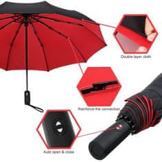 Northix Dáždnik, kompaktný - 105 cm - čierny / červený 