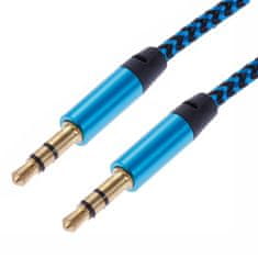 Northix 1m tkaný 3,5mm kábel Aux – modrý 
