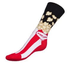 Ponožky Popcorn - 35-38 - červená, biela