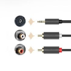 Ugreen AV102 audio kábel 3.5mm mini jack / 2RCA 1.5m, čierny