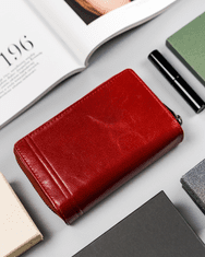 Rovicky Vertikálna dámska peňaženka z byvolej kože, zapínanie na patentky, RFID