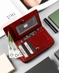 Rovicky Vertikálna dámska peňaženka z byvolej kože, zapínanie na patentky, RFID