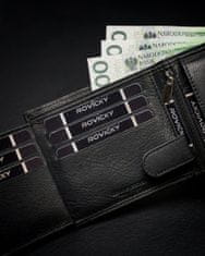 Rovicky Horizontálna pánska peňaženka s priehradkou na zips, prírodná koža, RFID Stop