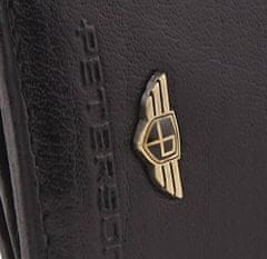 Peterson Veľká pánska peňaženka čiernej farby z prírodnej kože, bez zapínania
