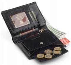Peterson Veľká pánska peňaženka čiernej farby z prírodnej kože, bez zapínania