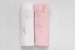 BUBABA BIO mušelínové plienky 2ks ružová+biela