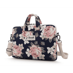 BB-Shop Canvaslife Navy Blue Laptop Case Bag 13' 14" Kvety ruže