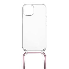 FIXED Puzdro Pure Neck s ružovou šnúrkou na krk pre Apple iPhone 12/12 Pro FIXPUN-558-PI