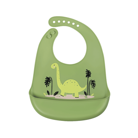 Simed Silikónový podbradník s vreckom, Green Dinosaur