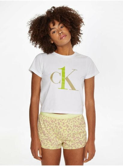 Calvin Klein Žlto-biele dámske vzorované pyžamo Calvin Klein Underwear