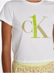 Calvin Klein Žlto-biele dámske vzorované pyžamo Calvin Klein Underwear L