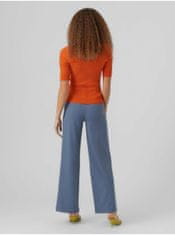 Vero Moda Oranžové dámske rebrované basic tričko VERO MODA Estela XS