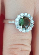A-B A-B Sada strieborných šperkov Zelené slnko s okrúhlym vltavínom a zirkónmi 20000225 striebro 925/1000