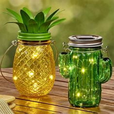 LUMILED Závesné solárne záhradné svietidlo LED sklenený KAKTUS zelený