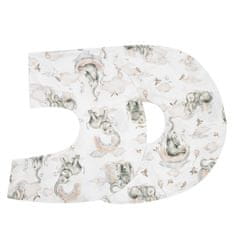 NEW BABY Obliečka na dojčiaci vankúš v tvare písmena C Slony XL bielo-sivá