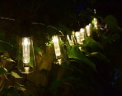 Polux Solárne záhradné svietidlo LED svetelná reťaz 3,8m GIRLANDA s 10x LED dekorativní žiarovka EDISON 3000K Teplá biela