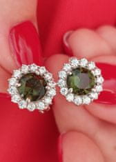 A-B A-B Sada strieborných šperkov Zelené slnko s okrúhlym vltavínom a zirkónmi 20000225 striebro 925/1000